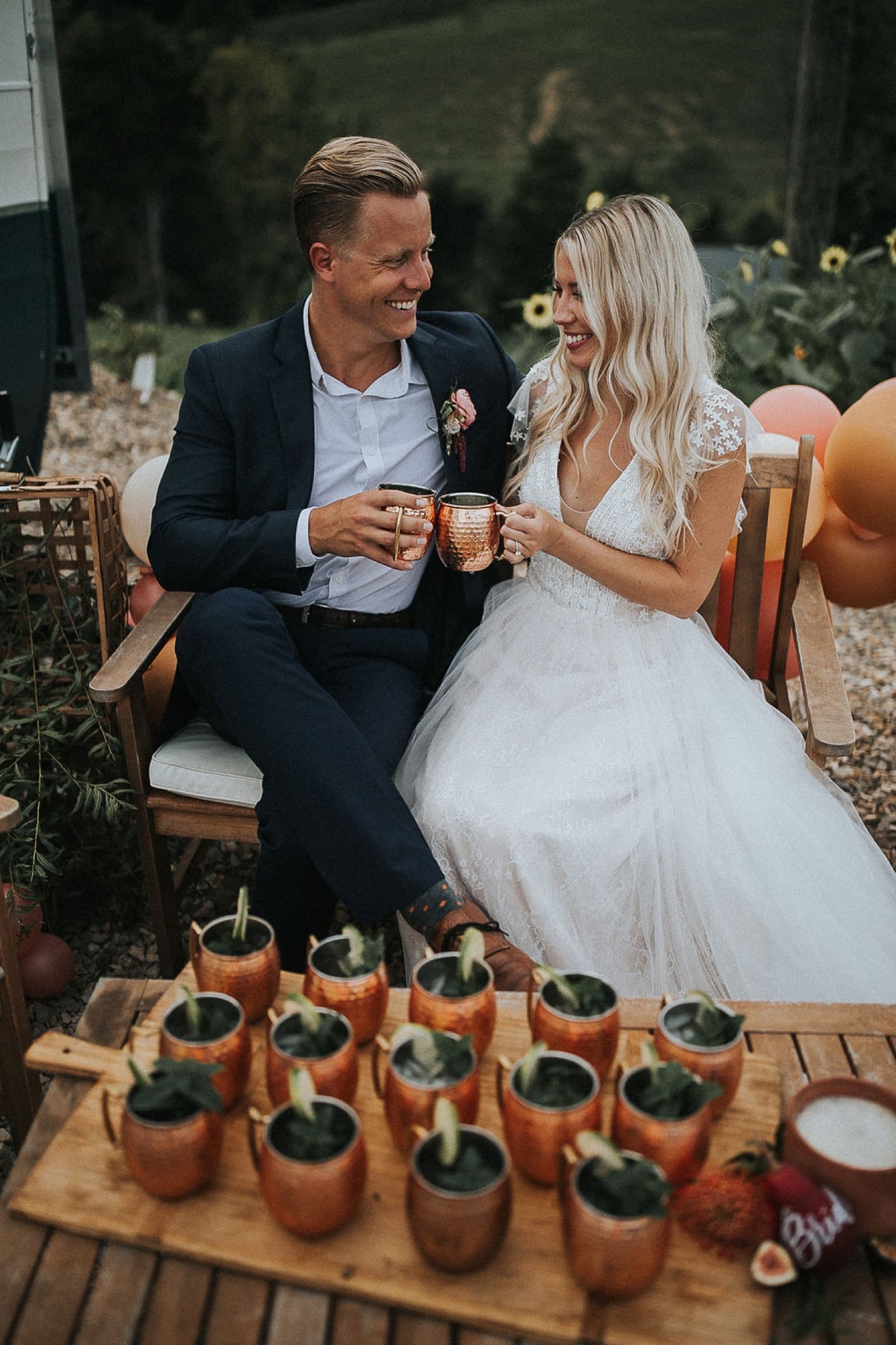 Guests raising glasses
